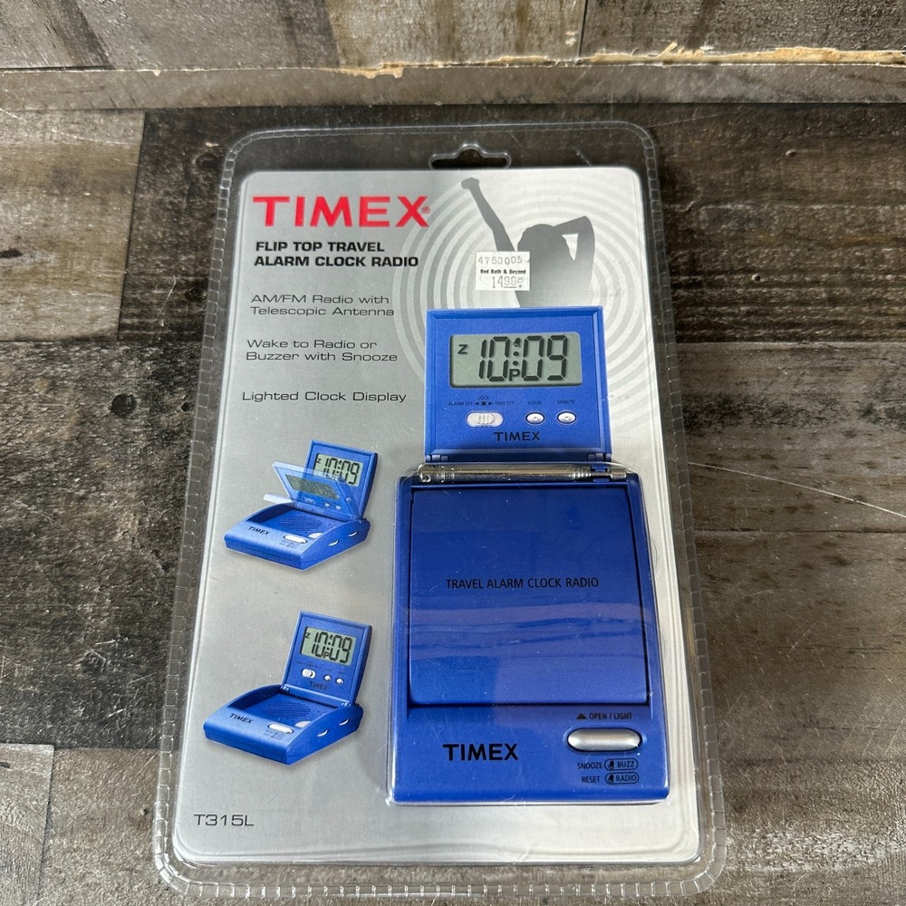 TIMEX Flip Top Travel Alarm Clock AM/FM Portable Radio Model T315L BRAND NEW